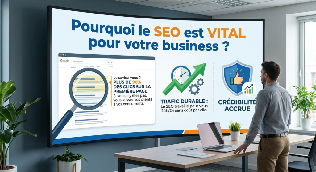 Graphique montrant l'augmentation du trafic organique et du chiffre d'affaires grâce au référencement SEO.