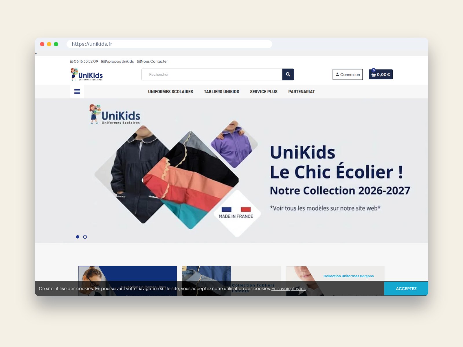 Boutique unikids.fr réalisée par webAgency26