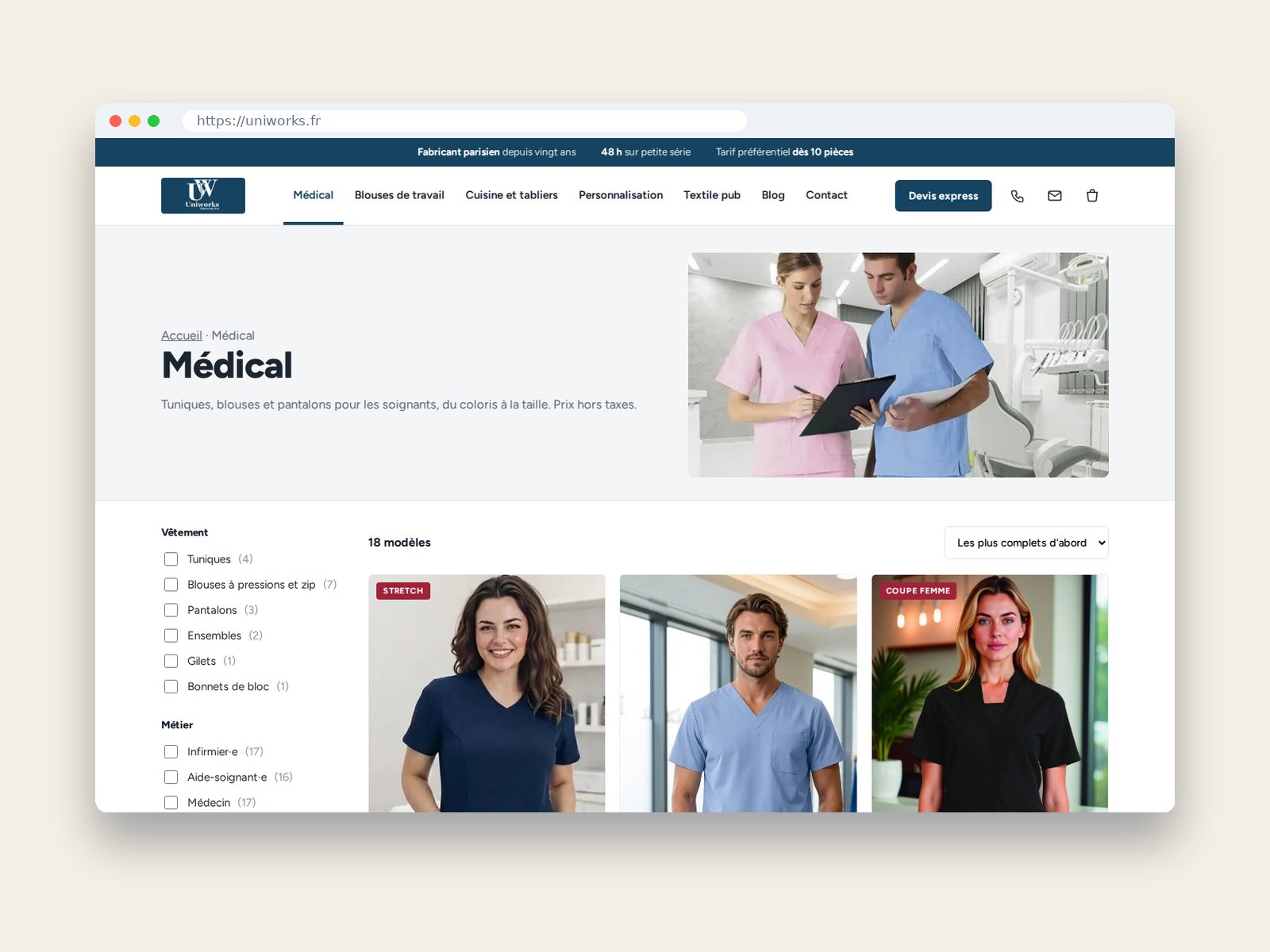 Boutique en ligne réalisée par webAgency26 : catalogue et filtres