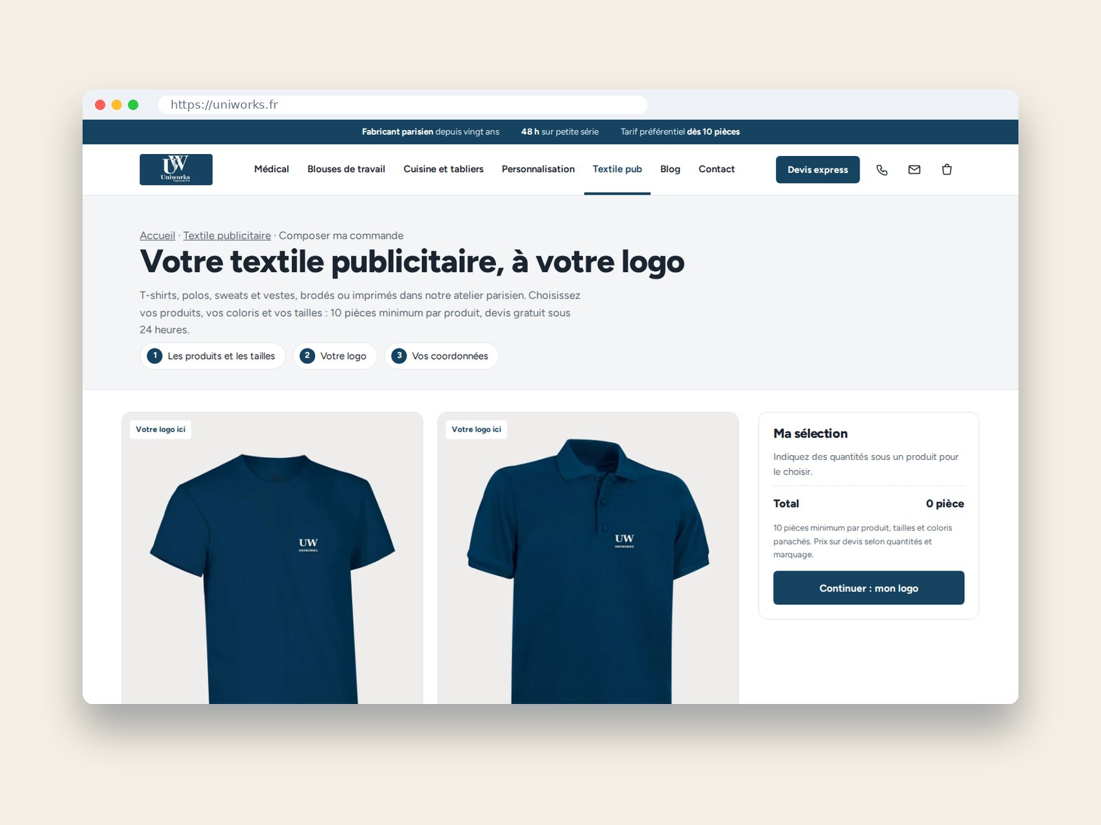 Commande en ligne avec envoi du logo, réalisée par webAgency26