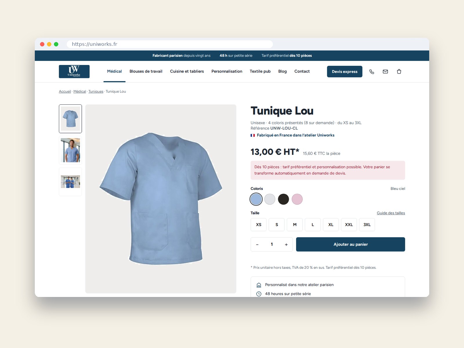 Fiche produit de la boutique uniworks.fr