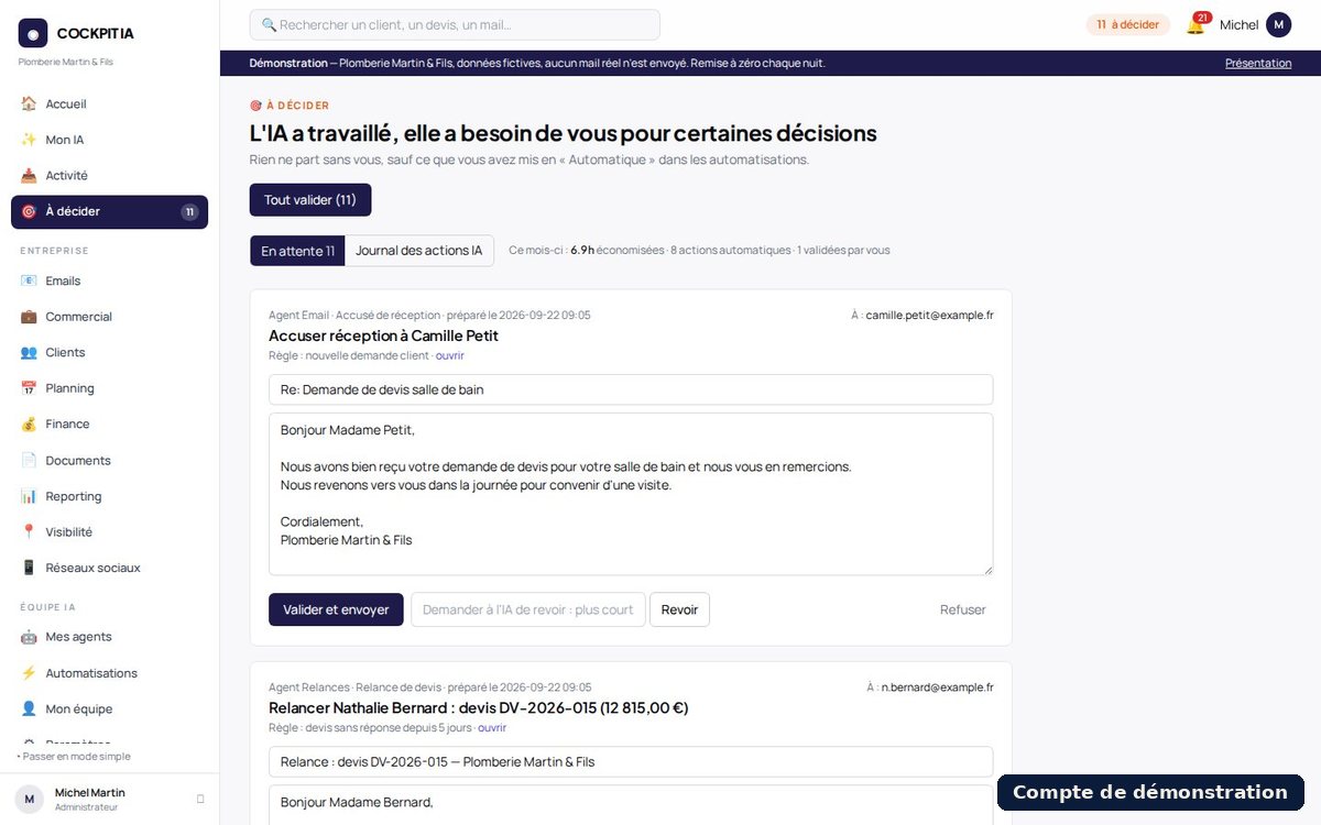 Cockpit Gestion : Rien ne part sans votre accord (compte de démonstration)
