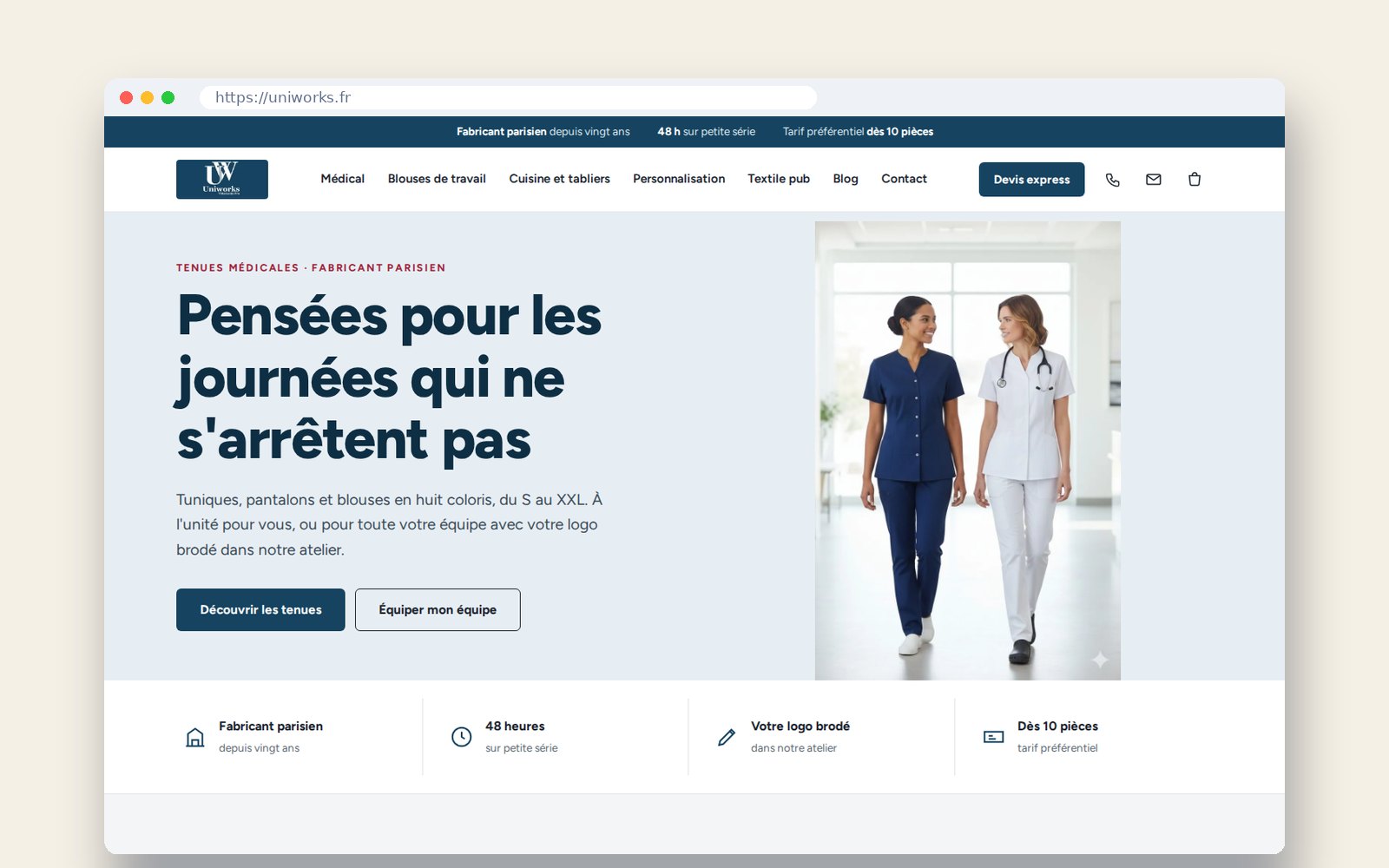 Site uniworks.fr réalisé par webAgency26